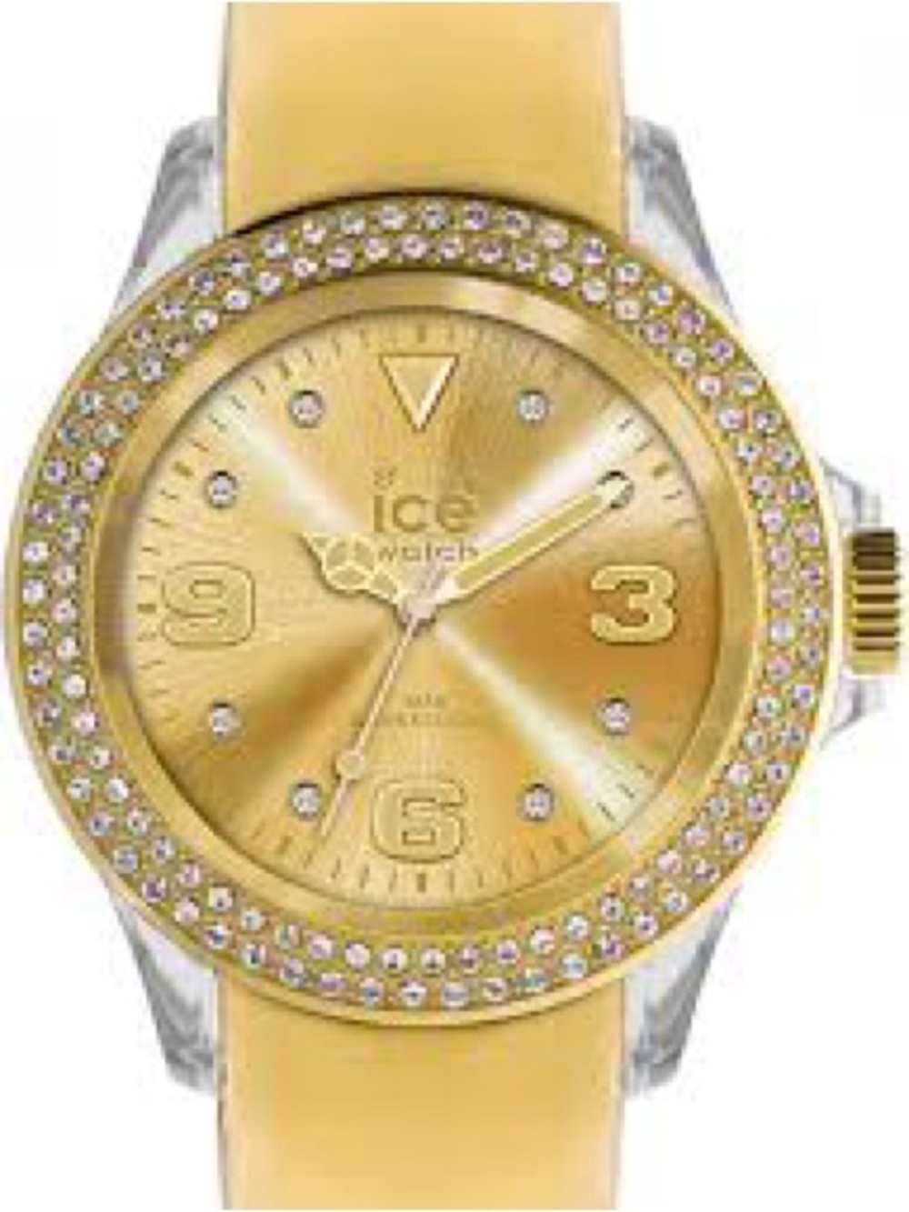 Women's Gold Crystal Accent Silicone Strap Watch